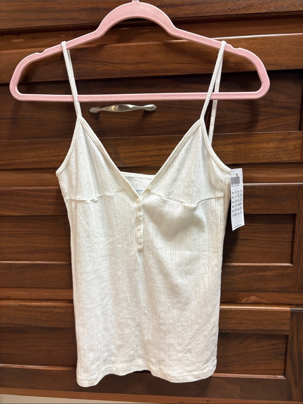 Brandy Melville NWT White Ribbed Knit Cami Tank Top with Buttons